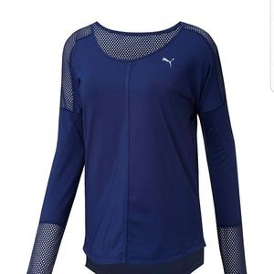 Puma  explosive long sleeve top blue mesh sz M